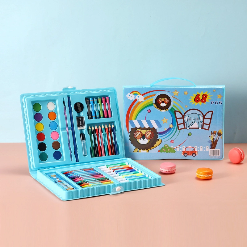 Product image KAHASIL - Pensil Warna Crayon Krayon Kerayon Set 68 Pcs Lengkap Alat Melukis Menggambar Mewarnai 68 PCS BIRU